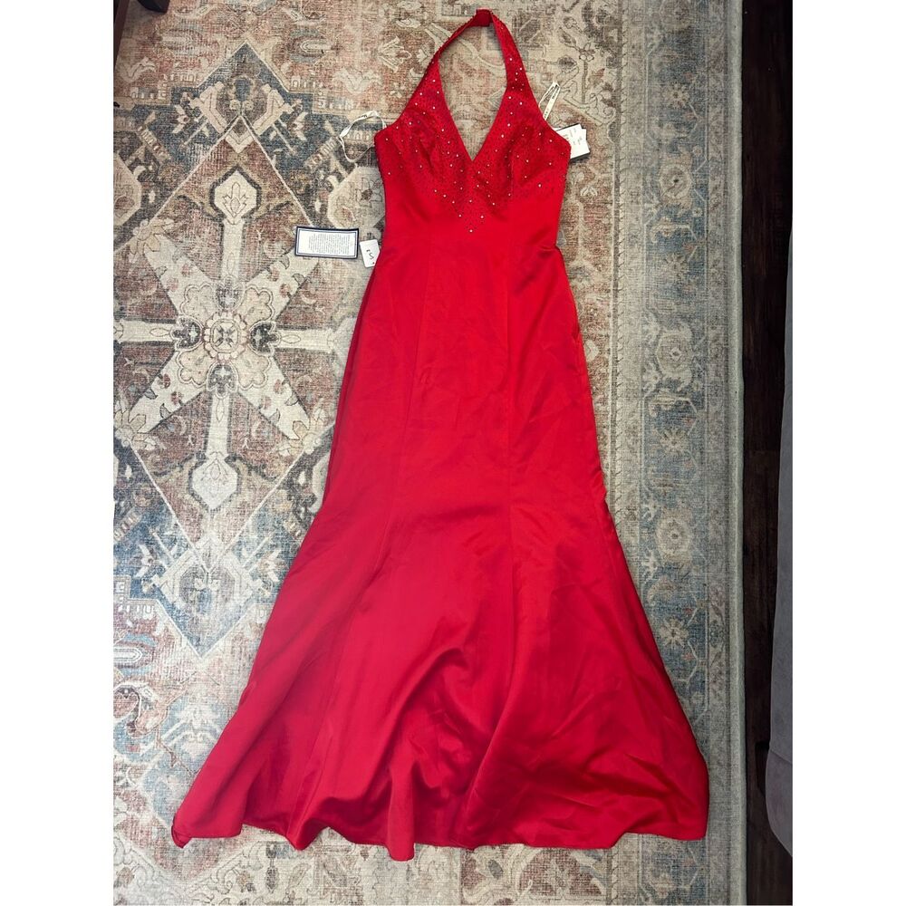 Morgan and Co. by Linda Bernell NWT Red Halter Mermaid Dress, Sz 4, MP $179